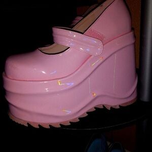 Demonia Pink Platform Mary Jane Shoes